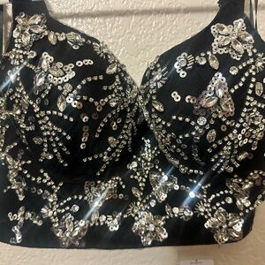 Windsor - Black/Silver sparkle bra top